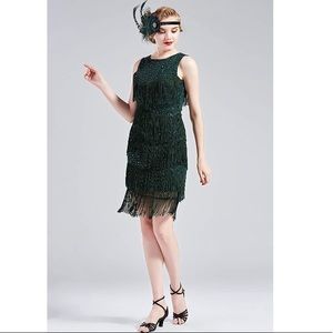 BABEYOND 1920s Flapper Fringe Beaded Sequin Dress